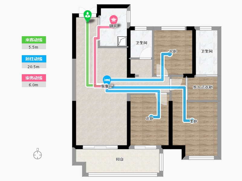 江苏省-南通市-万达海之心-84.79-户型库-动静线