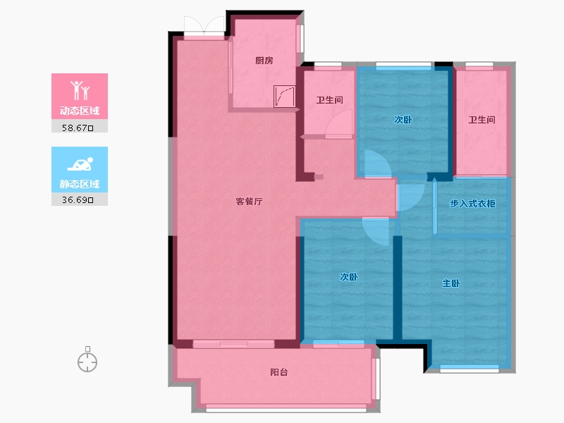 江苏省-南通市-万达海之心-84.79-户型库-动静分区