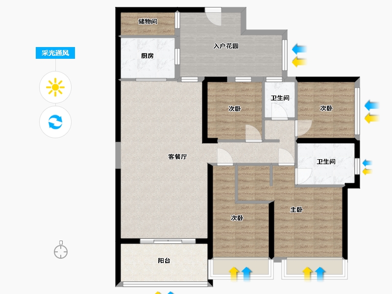 广东省-深圳市-华晖云门-118.02-户型库-采光通风