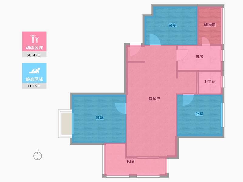 河南省-郑州市-金牛水岸国际花园-73.77-户型库-动静分区