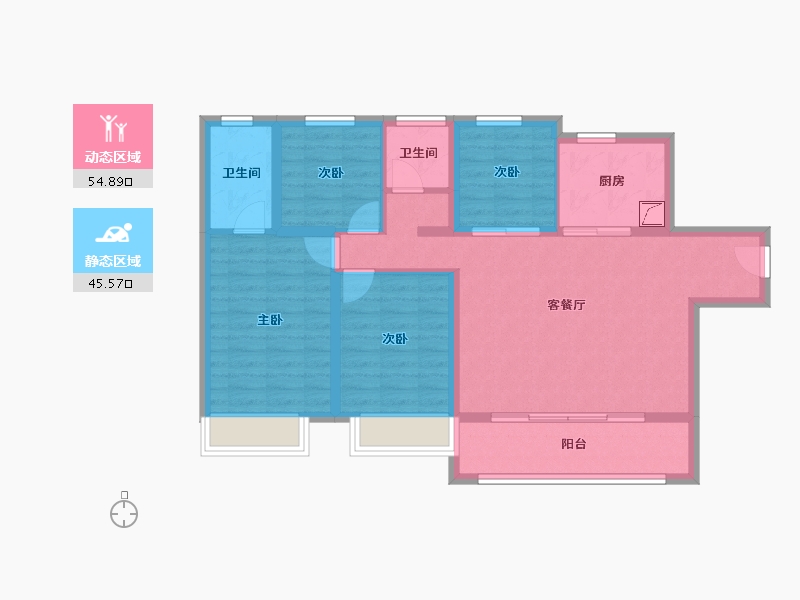 河南省-洛阳市-建业科技城-89.30-户型库-动静分区