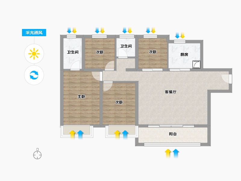 河南省-洛阳市-建业科技城-89.30-户型库-采光通风