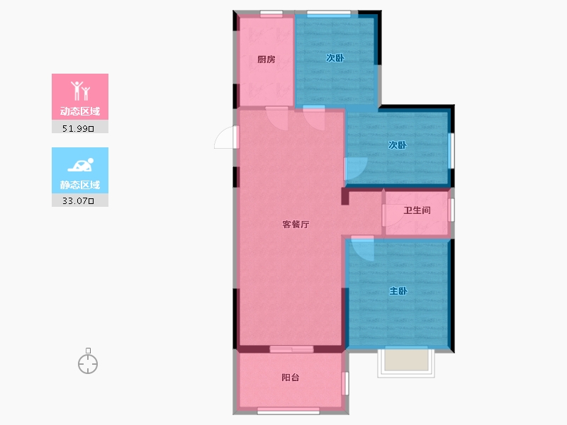 江苏省-南京市-中海国际社区-76.00-户型库-动静分区