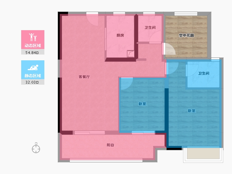 江苏省-常州市-中梁金坛壹号院-85.39-户型库-动静分区