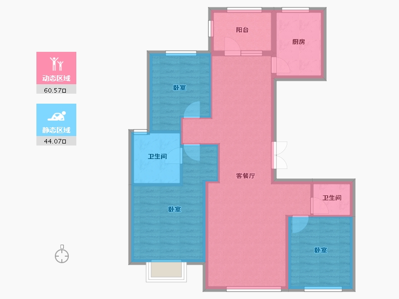 河北省-秦皇岛市-中冶德贤华府-93.99-户型库-动静分区