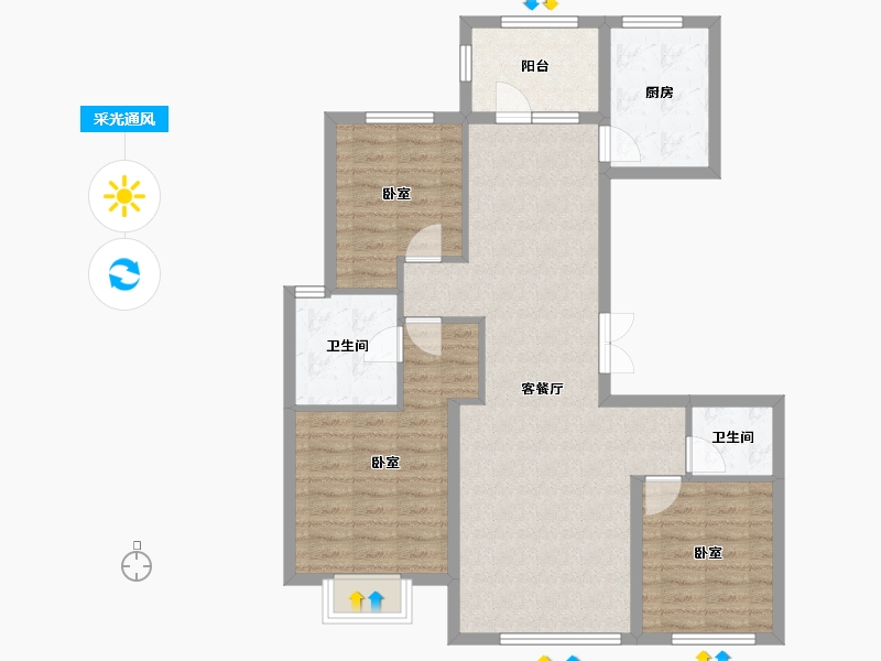 河北省-秦皇岛市-中冶德贤华府-93.99-户型库-采光通风