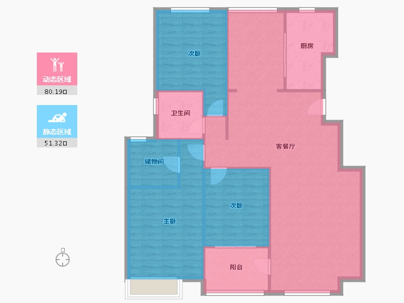 河南省-郑州市-中央特区西苑-121.53-户型库-动静分区