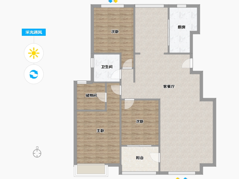 河南省-郑州市-中央特区西苑-121.53-户型库-采光通风