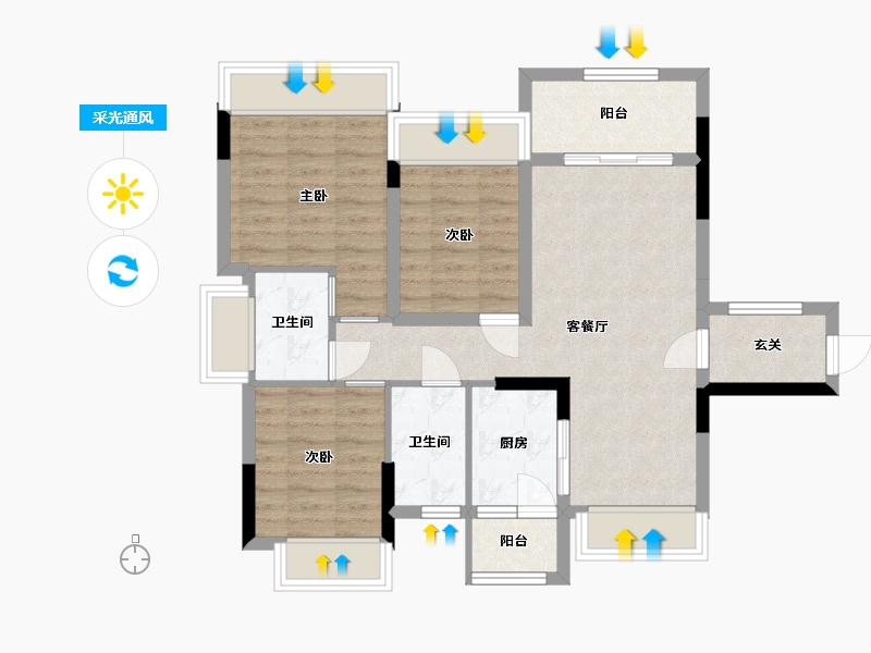 广东省-江门市-千御君珀-73.50-户型库-采光通风