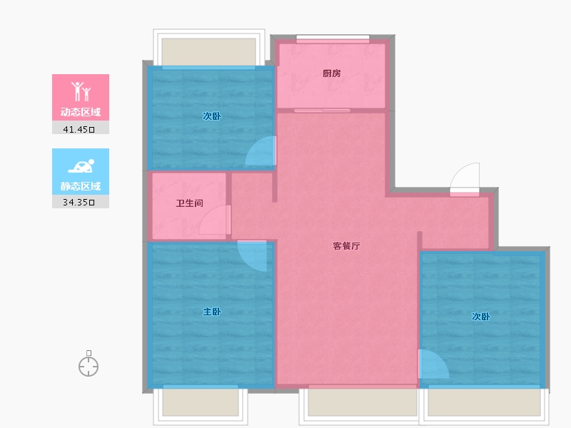 吉林省-长春市-碧桂园江山名筑-69.02-户型库-动静分区