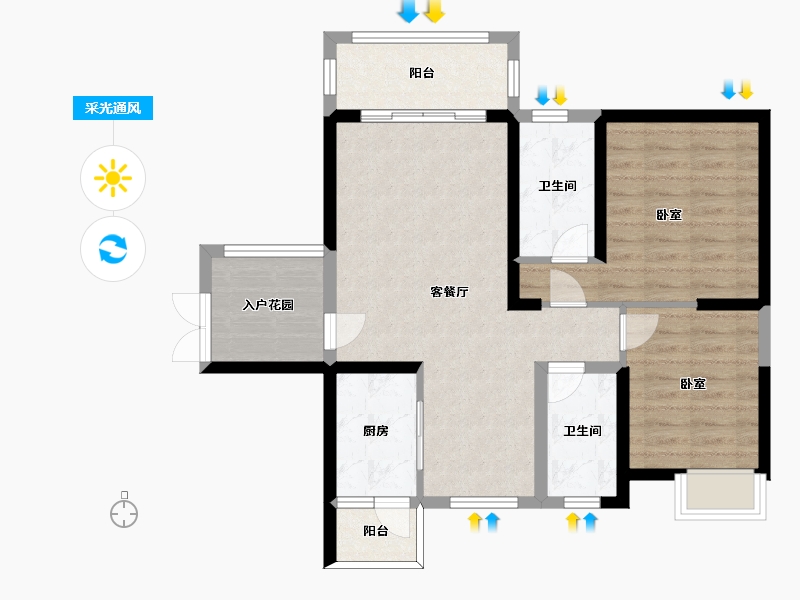 海南省-海口市-宇信·西岸公馆-78.00-户型库-采光通风