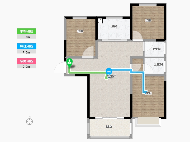 陕西省-宝鸡市-荣华公馆-123.57-户型库-动静线