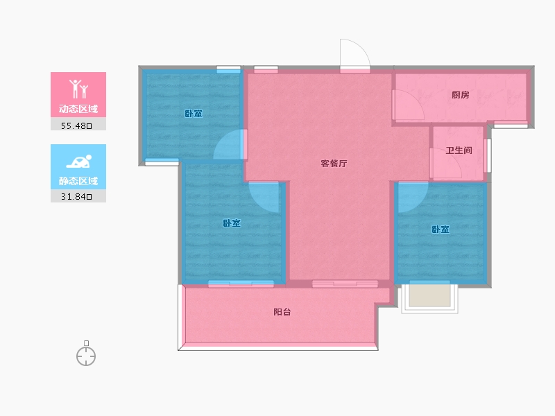 安徽省-阜阳市-壘街堂前越-78.99-户型库-动静分区