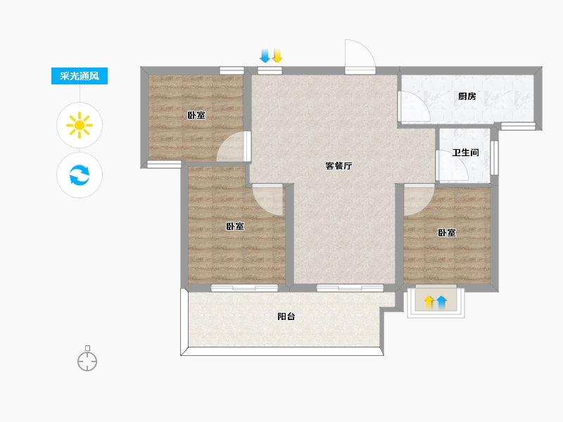 安徽省-阜阳市-壘街堂前越-78.99-户型库-采光通风