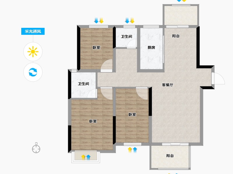 河南省-周口市-铂悦府-110.01-户型库-采光通风