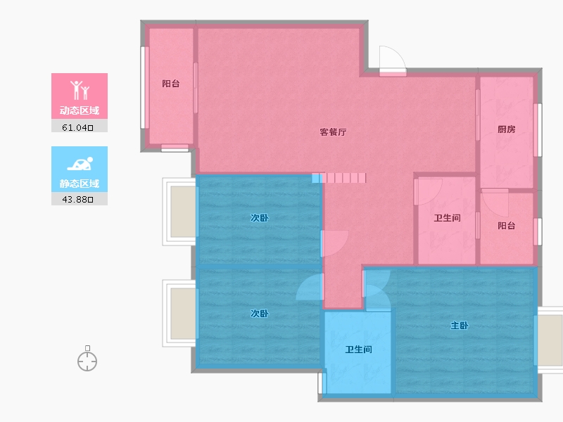 四川省-成都市-美洲花园B区温哥华水城-96.13-户型库-动静分区