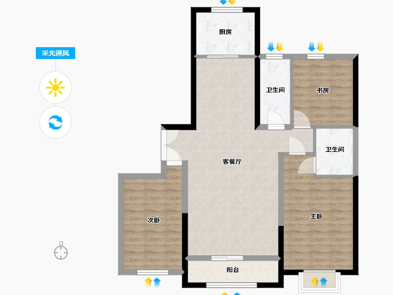 宁夏回族自治区-银川市-御景湖城-93.78-户型库-采光通风