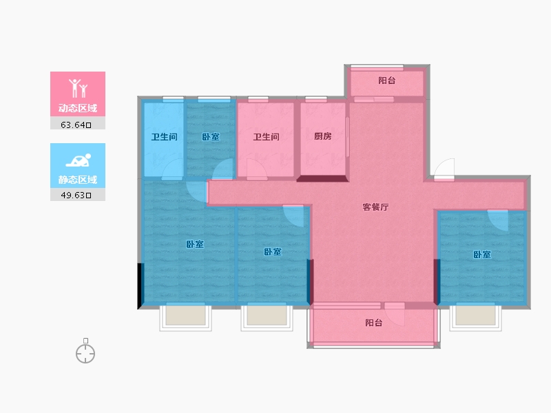 山东省-泰安市-碧桂园黄金时代-101.34-户型库-动静分区