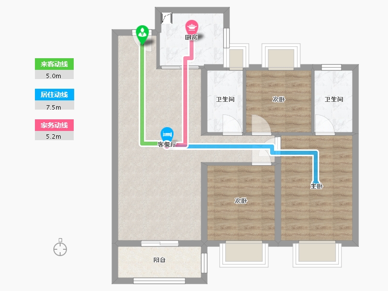 湖北省-武汉市-建发金茂玺悦-73.88-户型库-动静线