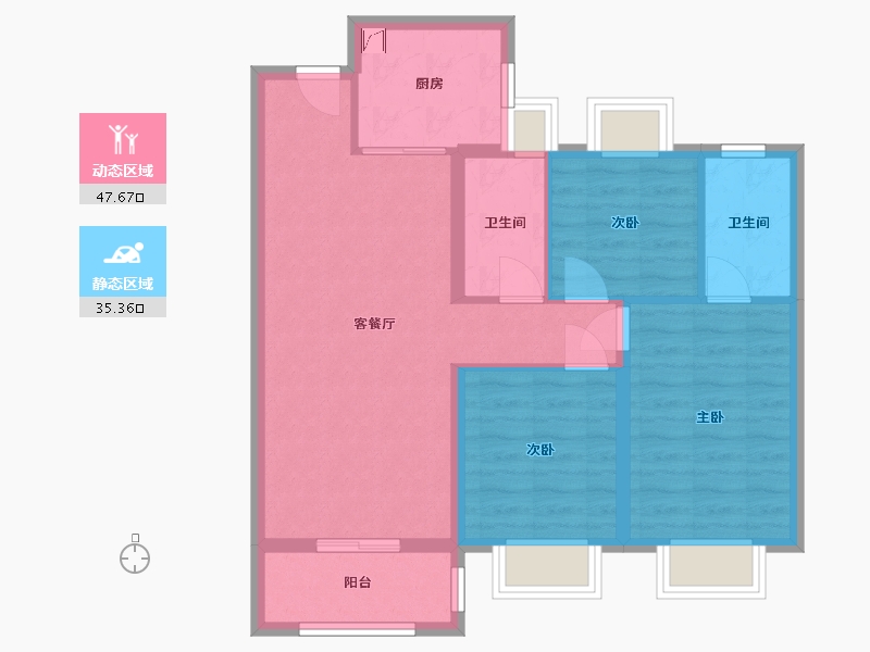 湖北省-武汉市-建发金茂玺悦-73.88-户型库-动静分区