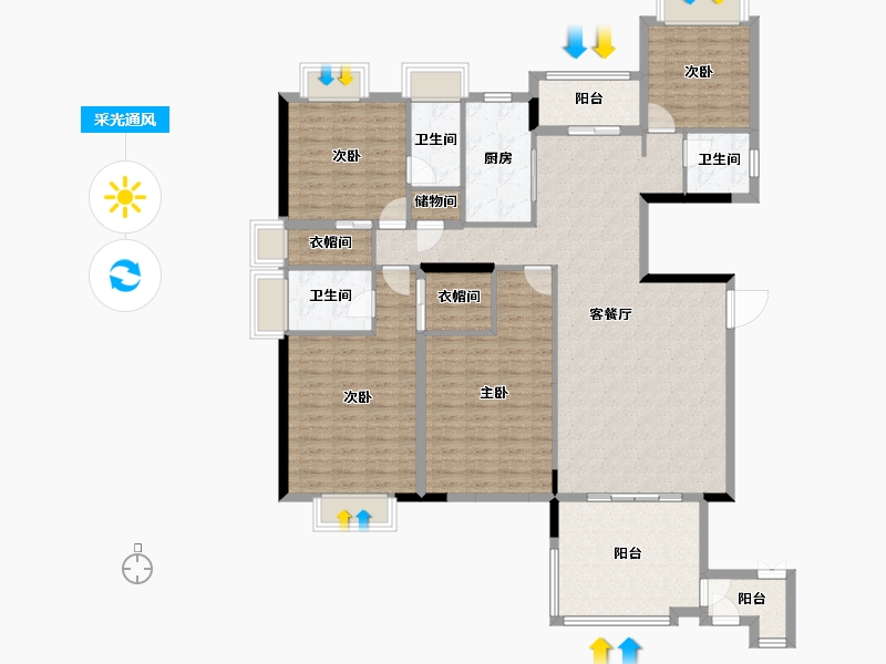 广东省-汕头市-中信华庭-155.12-户型库-采光通风