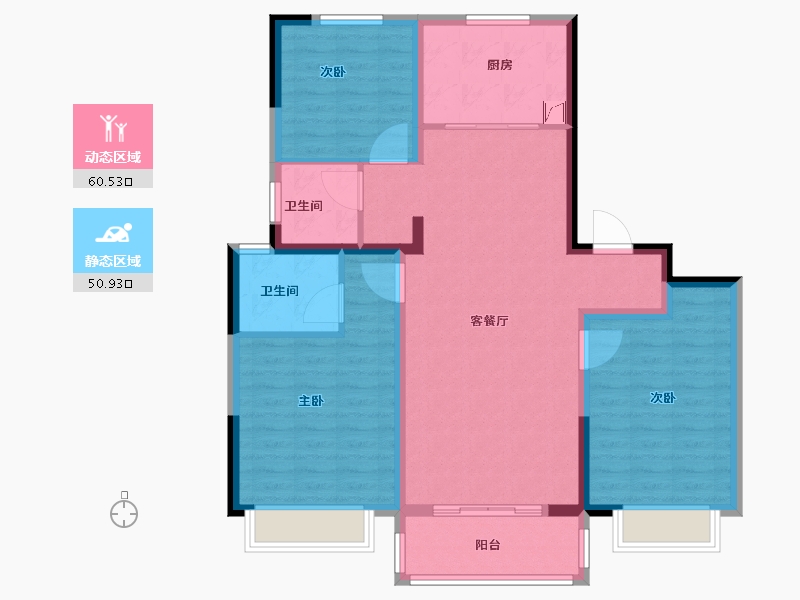 山东省-聊城市-孟达裕昌·学府艺境-100.00-户型库-动静分区