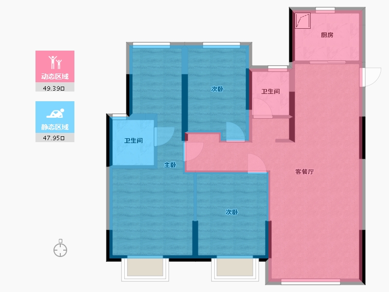 浙江省-宁波市-春江郦城-86.68-户型库-动静分区