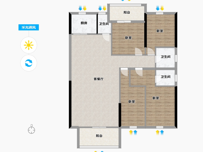 广东省-揭阳市-御江南-136.71-户型库-采光通风