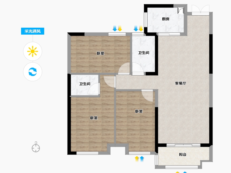 湖北省-黄石市-宏维·天地-100.00-户型库-采光通风