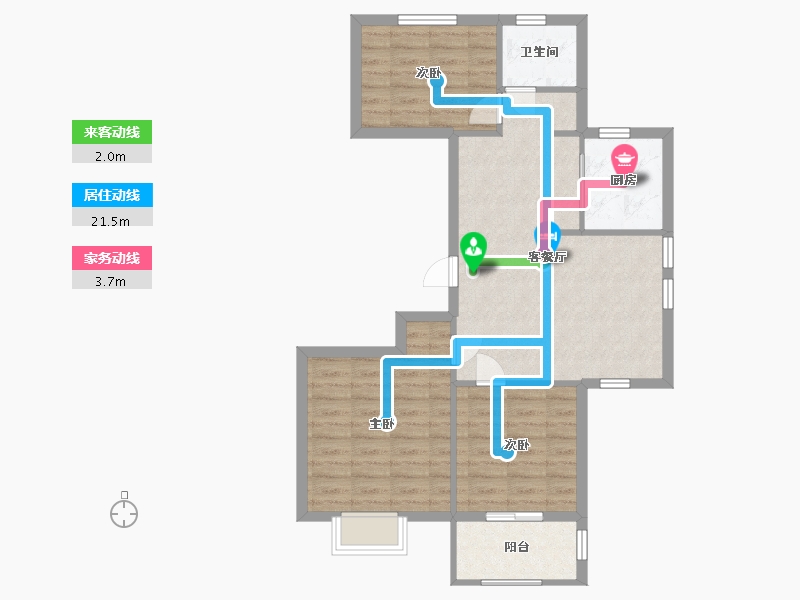 浙江省-宁波市-碧水莲晴四期-74.00-户型库-动静线