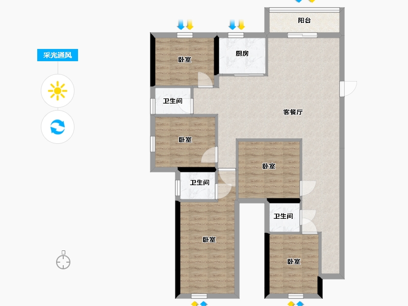 广东省-揭阳市-御江南-103.39-户型库-采光通风