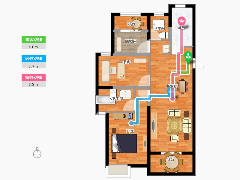 浙江省-宁波市-景瑞上府-84.00-户型库-动静线