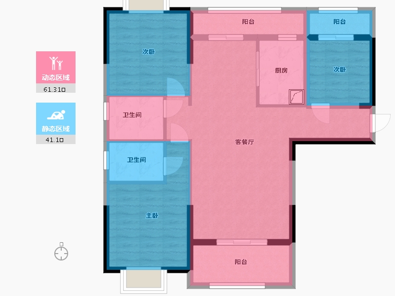 福建省-泉州市-金龙华侨城-91.00-户型库-动静分区