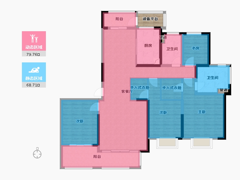 江苏省-苏州市-江湾雅园-136.00-户型库-动静分区