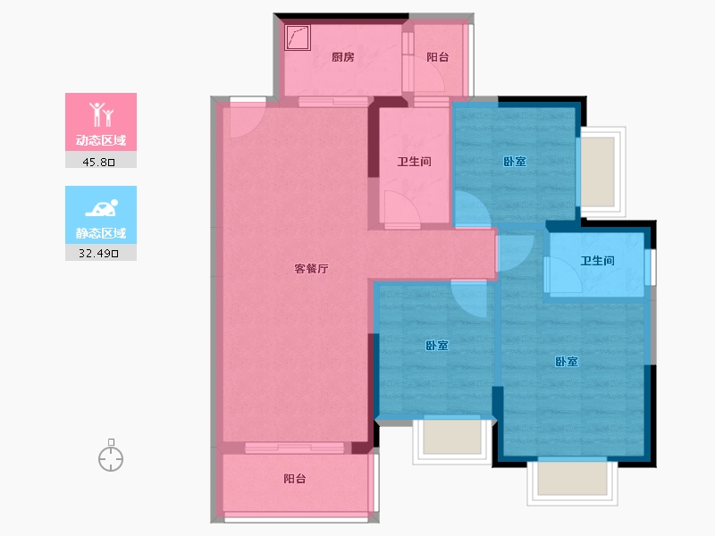 广东省-东莞市-天麟天瑞花园-69.14-户型库-动静分区