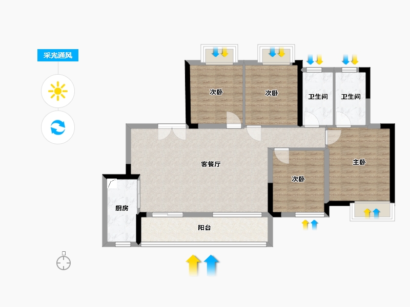 重庆-重庆市-中建瑾和城-99.88-户型库-采光通风