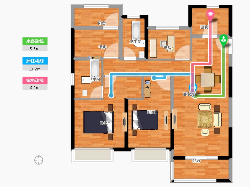 浙江省-宁波市-龙湖名景台-103.00-户型库-动静线