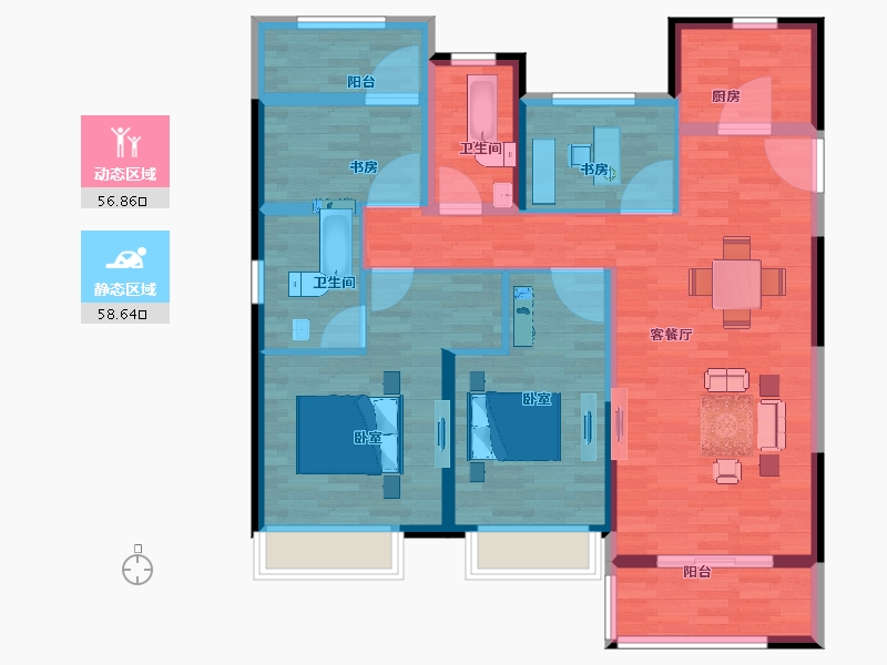 浙江省-宁波市-龙湖名景台-103.00-户型库-动静分区