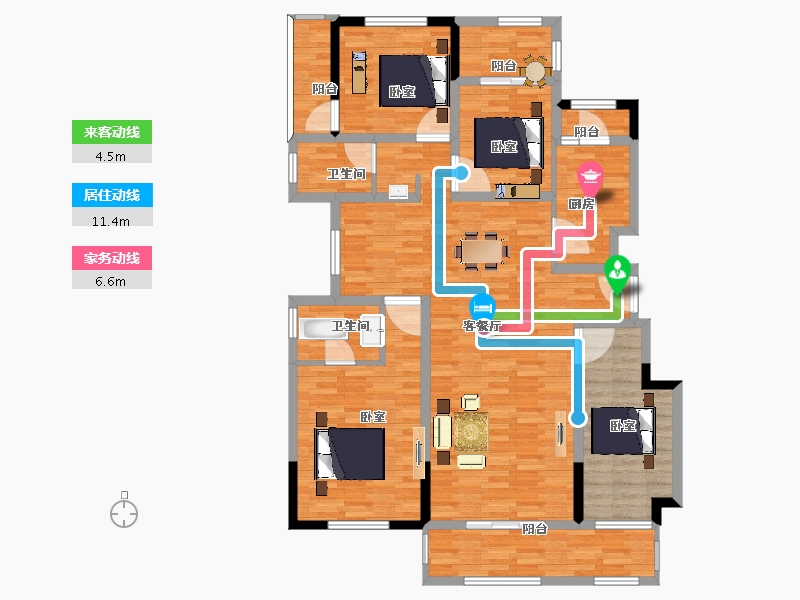 浙江省-宁波市-龙湖名景台-108.88-户型库-动静线