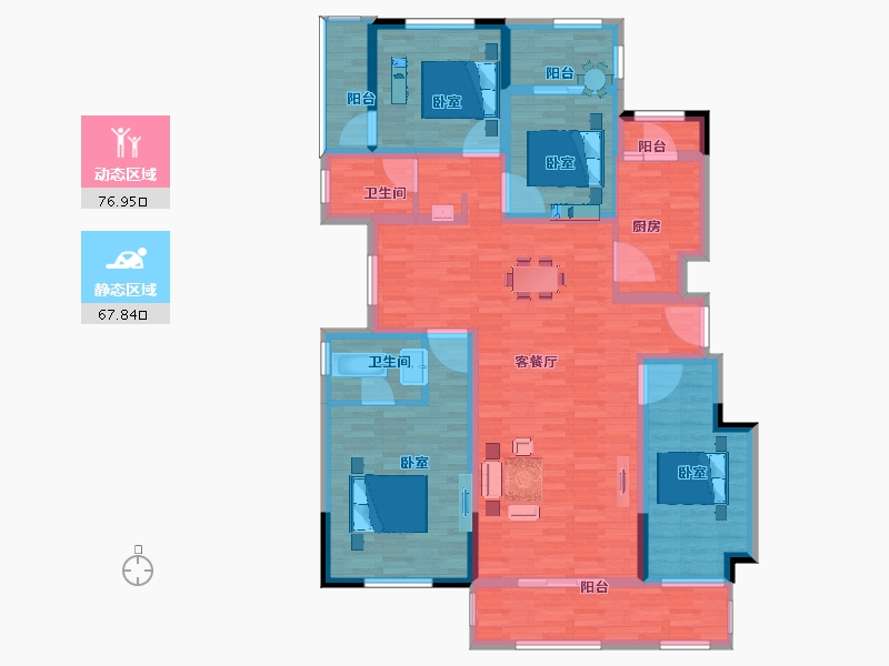 浙江省-宁波市-龙湖名景台-108.88-户型库-动静分区