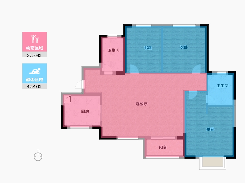 湖北省-武汉市-汇悦天地三期-92.00-户型库-动静分区