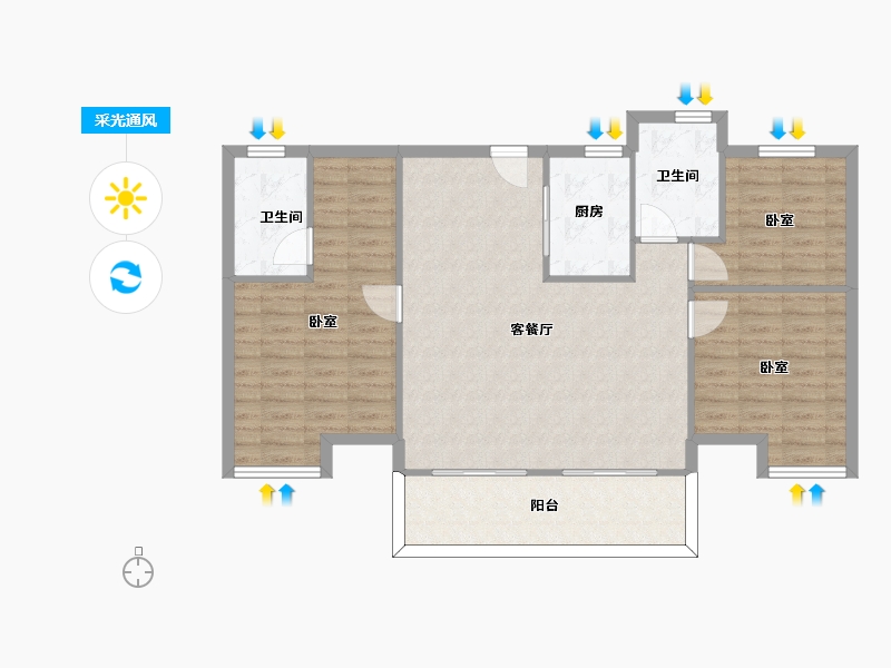 湖北省-武汉市-保利大都会尚湖-100.00-户型库-采光通风