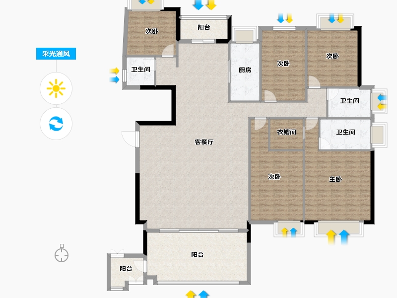 广东省-汕头市-中信华庭-212.06-户型库-采光通风