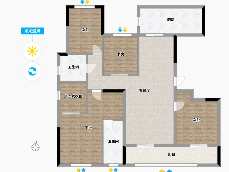 浙江省-绍兴市-锦樾华府-133.00-户型库-采光通风