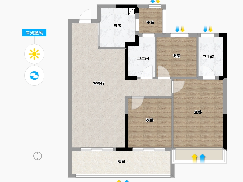 浙江省-杭州市-星创城-92.00-户型库-采光通风