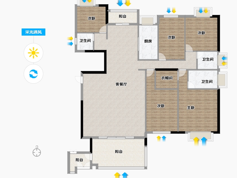 广东省-汕头市-中信华庭-200.99-户型库-采光通风