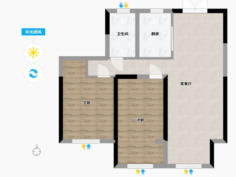 宁夏回族自治区-银川市-荣恒星宅-70.08-户型库-采光通风