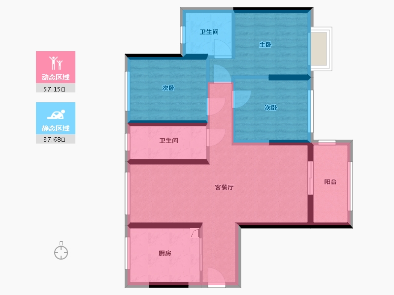 广东省-深圳市-帝景台-83.88-户型库-动静分区