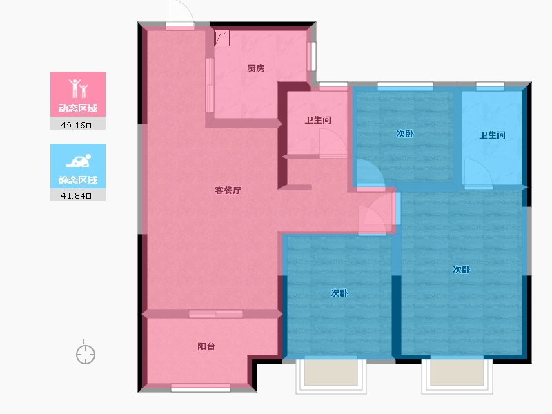 江苏省-苏州市-新希望锦麟府-80.00-户型库-动静分区