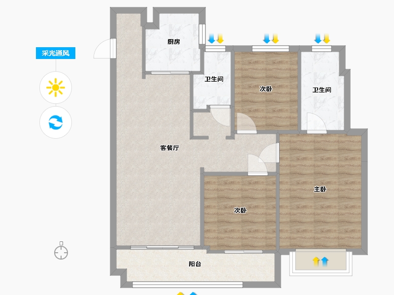 江苏省-无锡市-银城长江赋-83.23-户型库-采光通风